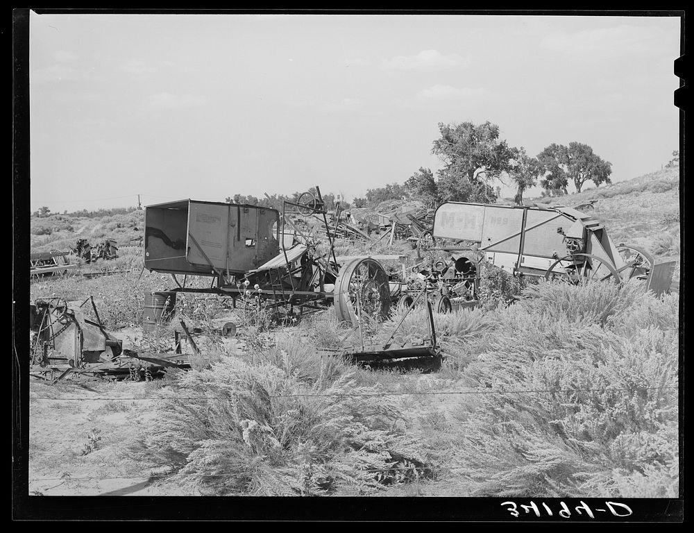 Junkyard of agricultural implements near Syracuse, Kansas by Russell Lee