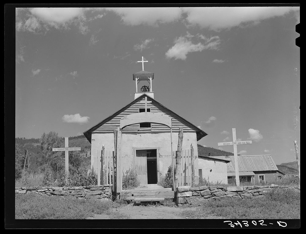 Old church at Holman, New Mexico by Russell Lee