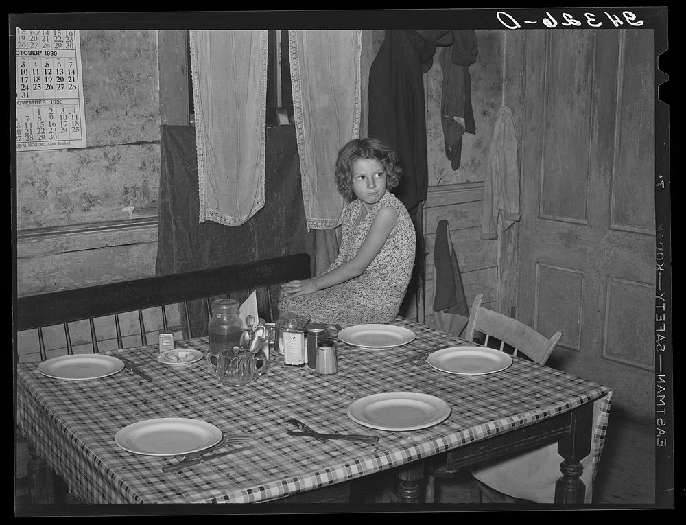 Waiting for dinner in farm home. Bradford, Vermont, Orange County by Russell Lee
