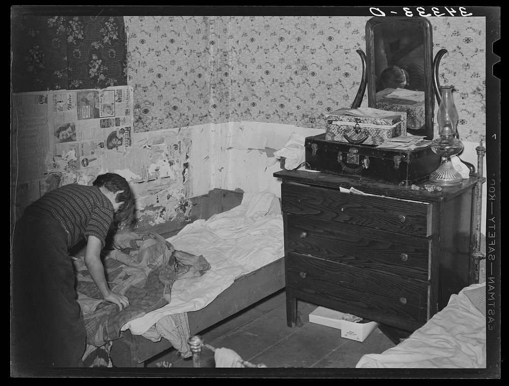 Bedroom in farm home of FSA (Farm Security Administration) client near Bradford, Vermont. Orange County by Russell Lee