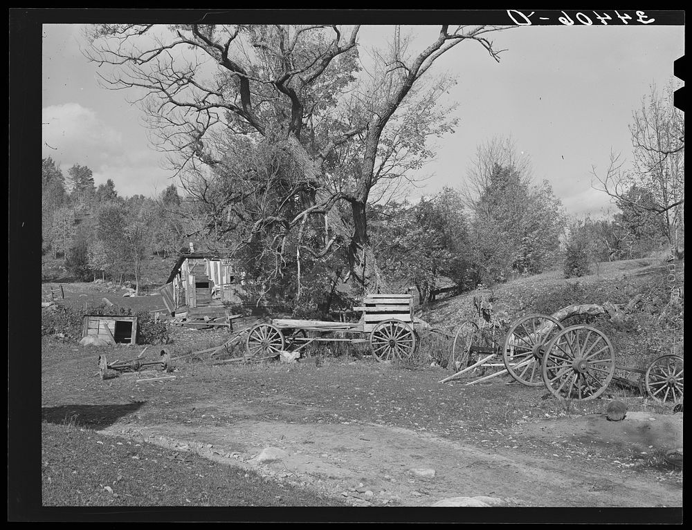 Barnyard on farm in Orange County near Bradford, Vermont by Russell Lee