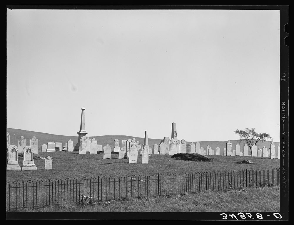 [Untitled photo, possibly related to: Graveyard along U.S. No. 7 near Arlington, Vermont] by Russell Lee