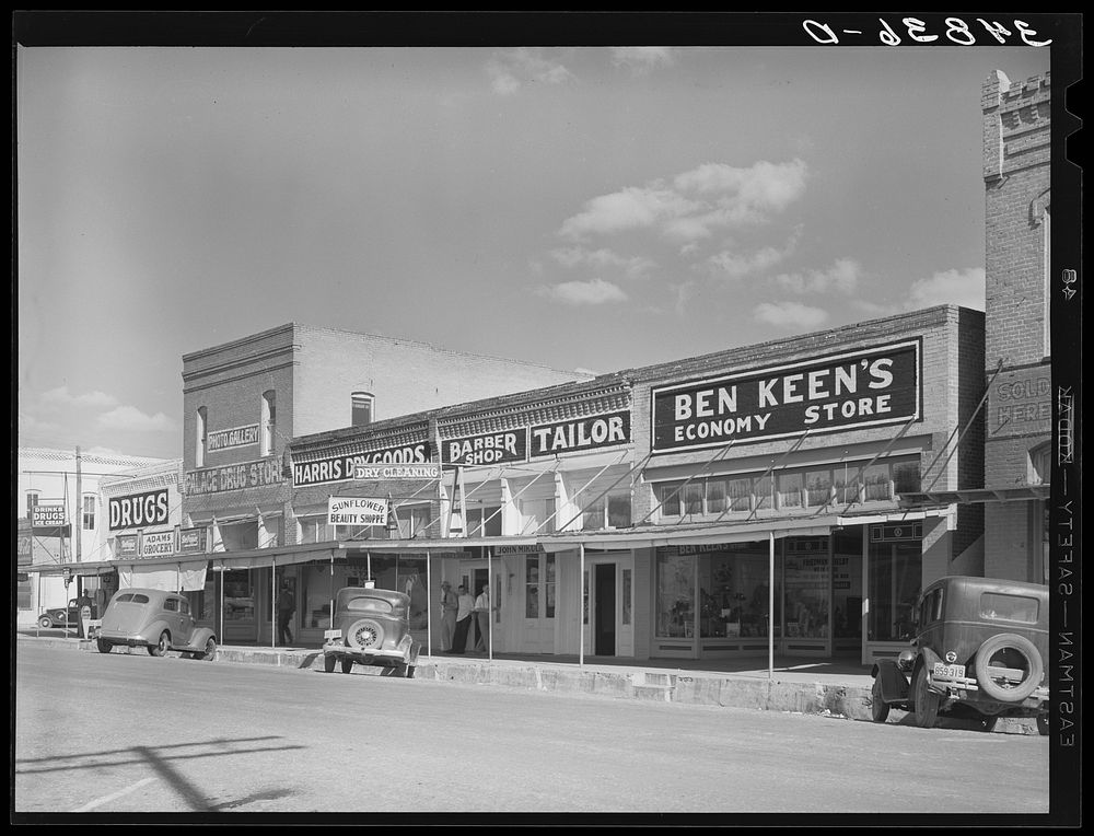 [Untitled photo, possibly related to: Main street. West, Texas] by Russell Lee