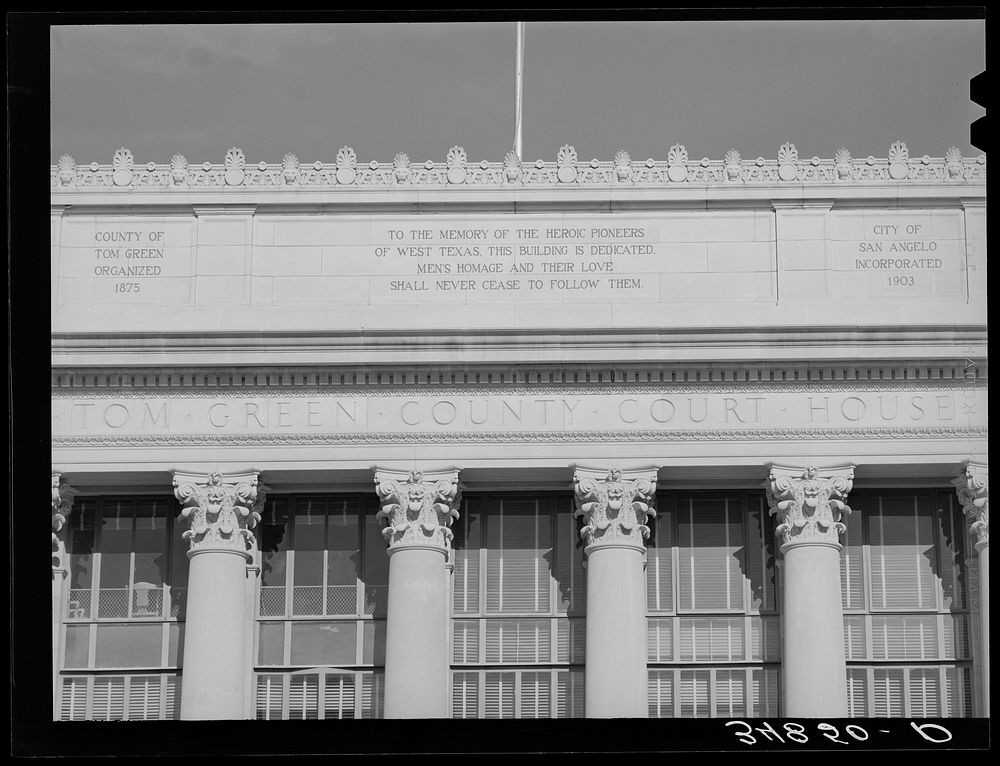 Detail of courthouse. Tom Green County, San Angelo, Texas by Russell Lee