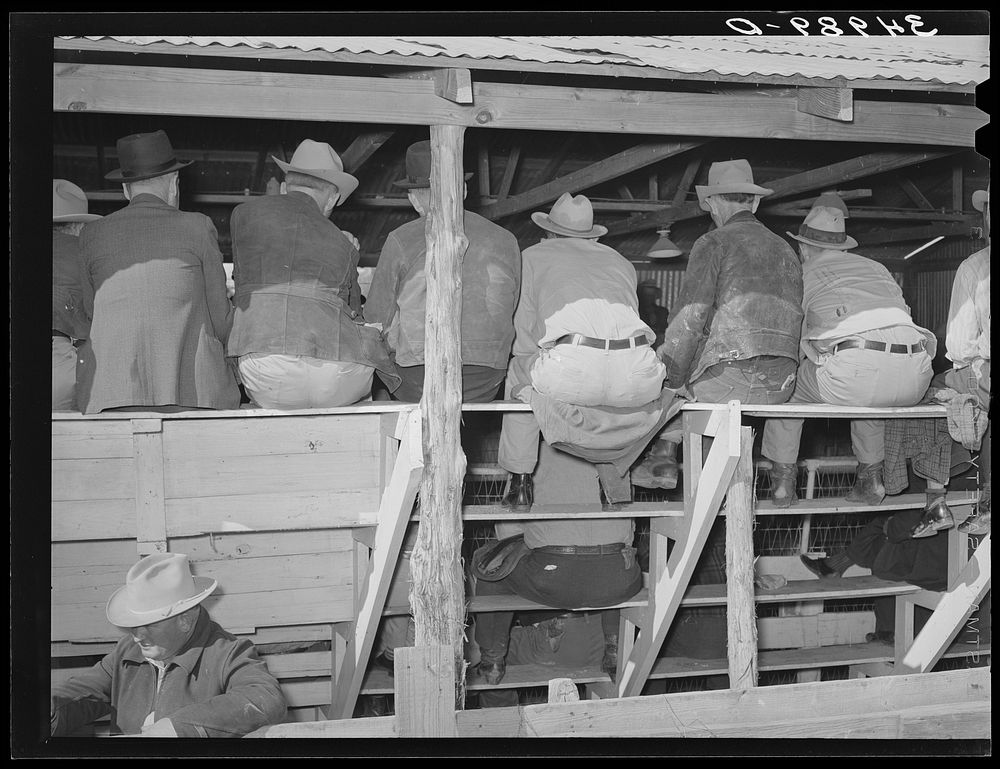 Rear view of people at auction. San Angelo, Texas by Russell Lee
