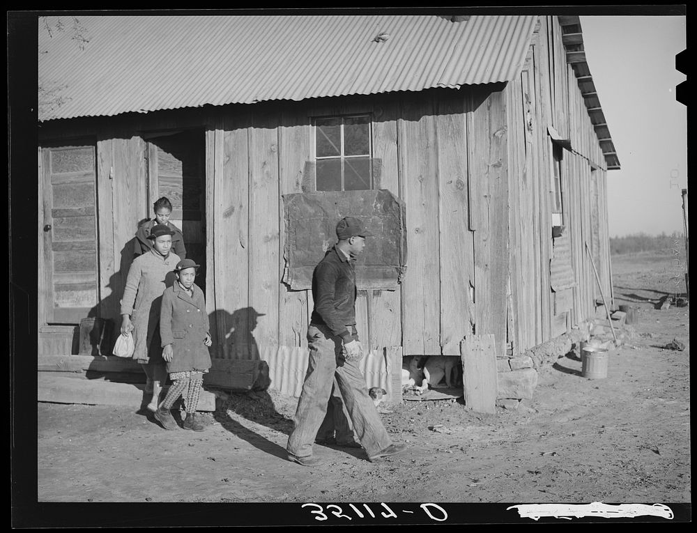 Children of Pomp Hall,  tenant farmer, leaving house for school. Creek County, Oklahoma. See general caption number 23 by…