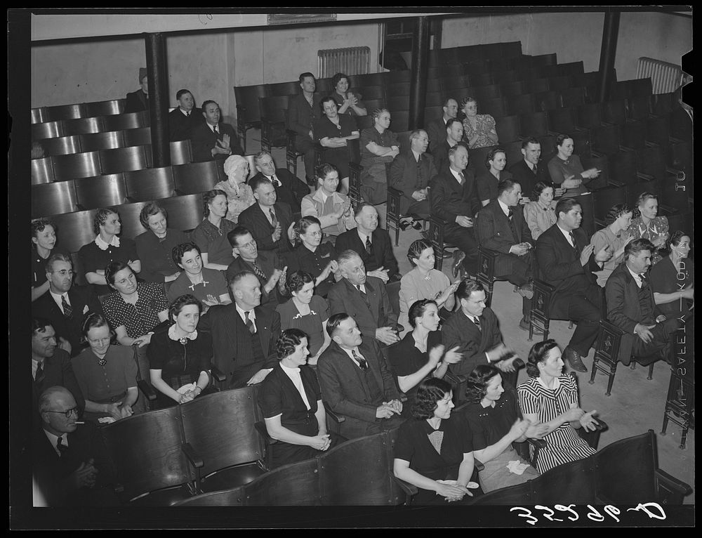 Jaycee members and their wives listening to the program which followed supper. Eufaula, Oklahoma. See general caption number…