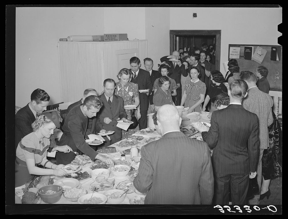 Jaycee members and their wives at buffet supper at the high school. Eufaula, Oklahoma. See general caption number 25 by…