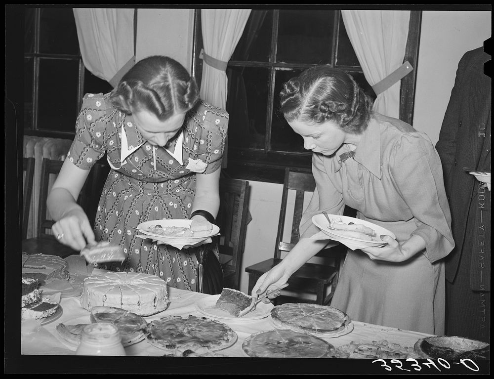 Women serving themselves at the buffet supper of the Jaycees at Eufaula, Oklahoma. See general caption number 25 by Russell…