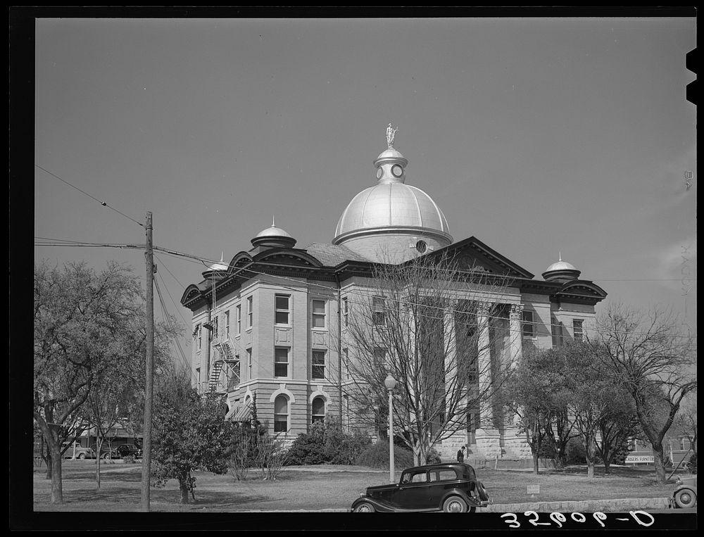 Courthouse at San Marcos. Texas. Hays County by Russell Lee