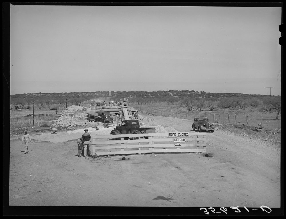 [Untitled photo, possibly related to: New road under construction in Menard County, Texas] by Russell Lee