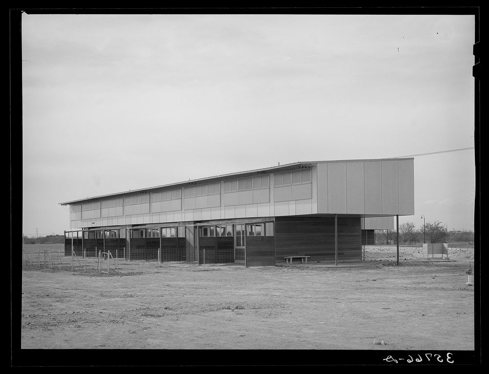 Multi-family unit designed for permanent agricultural workers at the migratory labor camp. Sinton, Texas by Russell Lee