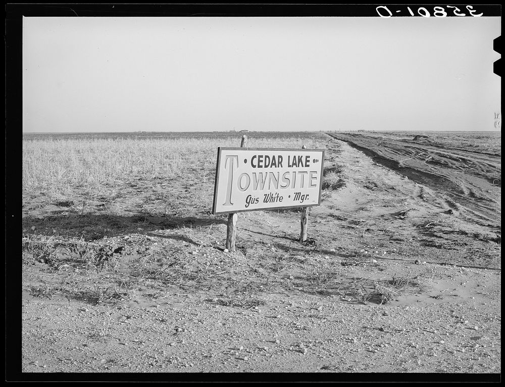 Sign on the high Texas great plains. Dawson County, Texas by Russell Lee