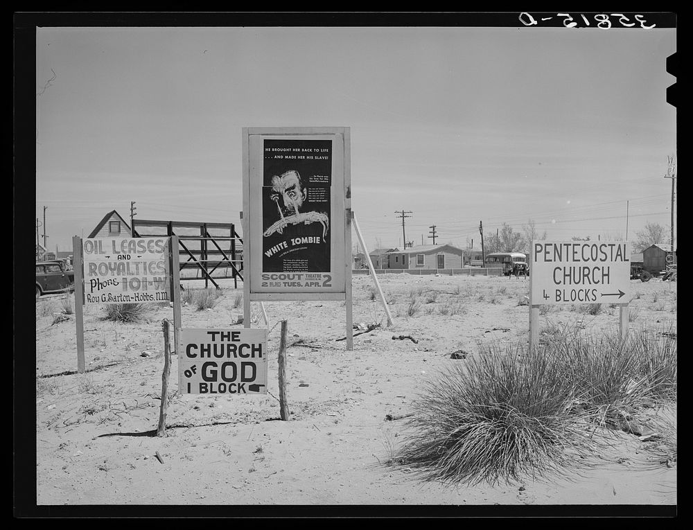 Signs in the oil town of Hobbs, New Mexico by Russell Lee