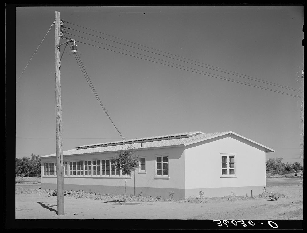 New building at the Agua Fria migratory labor camp. Arizona by Russell Lee