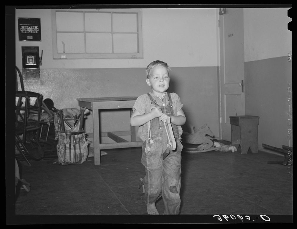 Son of migratory agricultural laborer in the WPA (Work Projects Administration) nursery at the Agua Fria migratory labor…