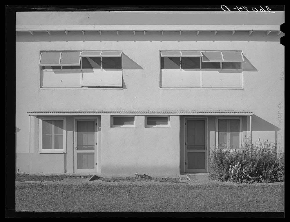 Detail of apartment building at the Arizona part-time farms. Maricopa County, Arizona. Chandler Unit by Russell Lee