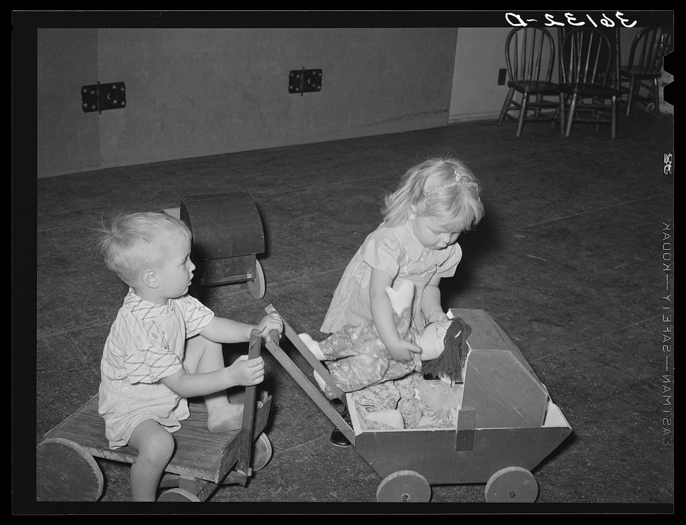 Children of agricultural laborers playing at the WPA (Work Projects Administration) nursery school at the Agua Fria…