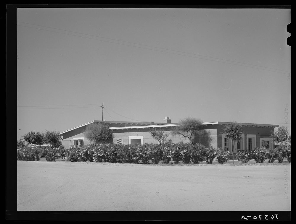 Community building at the Casa Grande Valley Farms. Pinal County, Arizona by Russell Lee