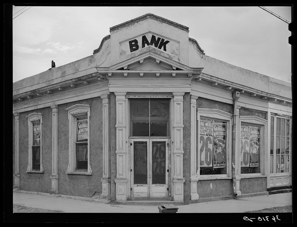 Deserted bank in Tombstone. Bisbee, Arizona, is the trading and banking center for this section by Russell Lee