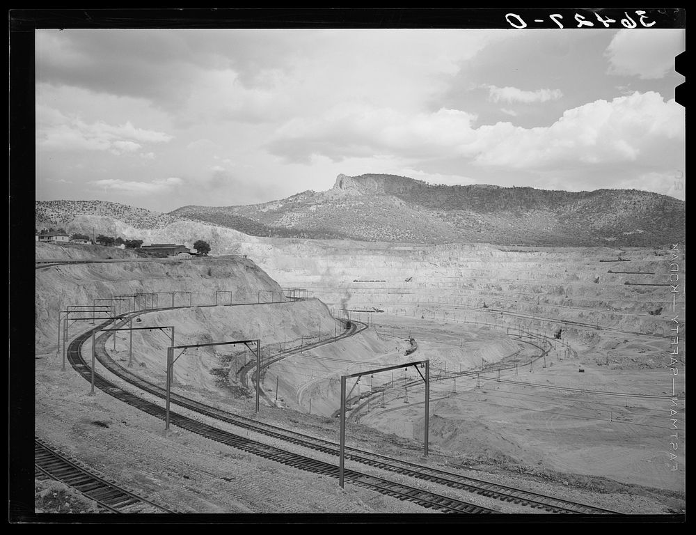 Largest open pit copper mine in the world at Santa Rita, New Mexico. Copper was discovered here by an officer of the Spanish…