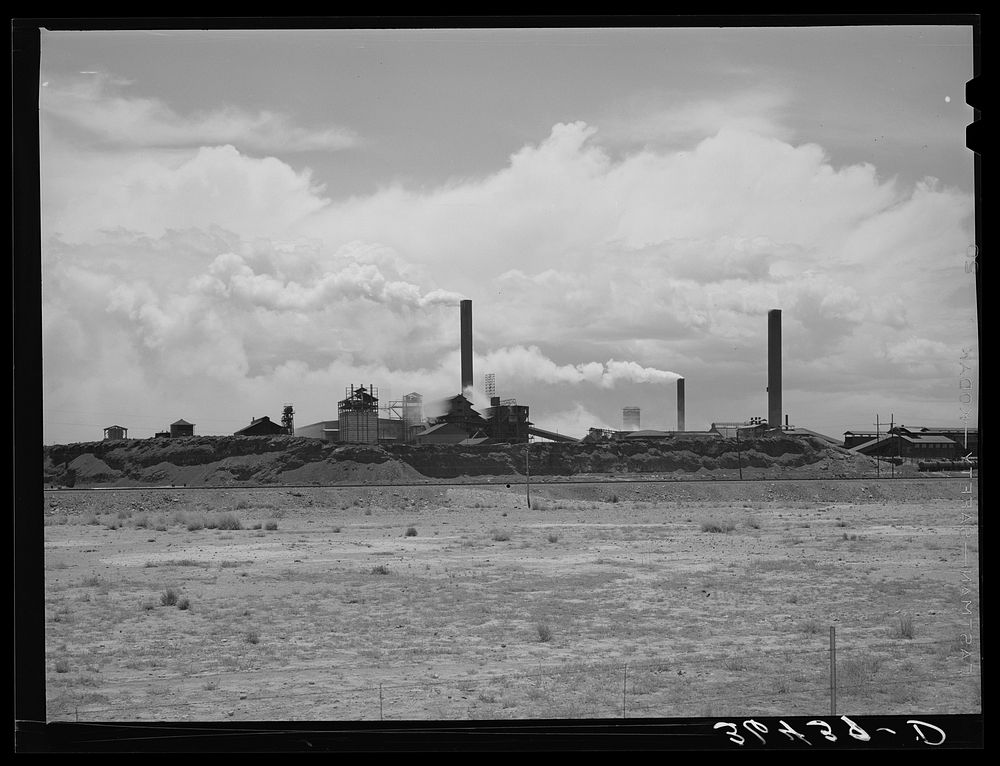 [Untitled photo, possibly related to: Copper smelter at Douglas, Arizona. This smelter was originally at Bisbee, but has…