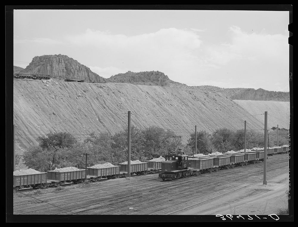 Carloads of ore. Santa Rita copper mines, New Mexico by Russell Lee