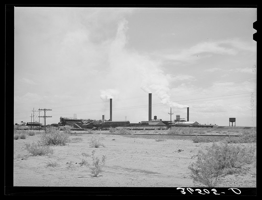 Copper smelter at Douglas, Arizona. Copper from the Bisbee area is brought to this smelter by Russell Lee
