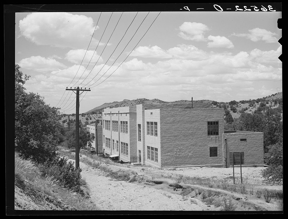 [Untitled photo, possibly related to: Abandoned school buildings at Tyrone, New Mexico. These were company-built schools] by…
