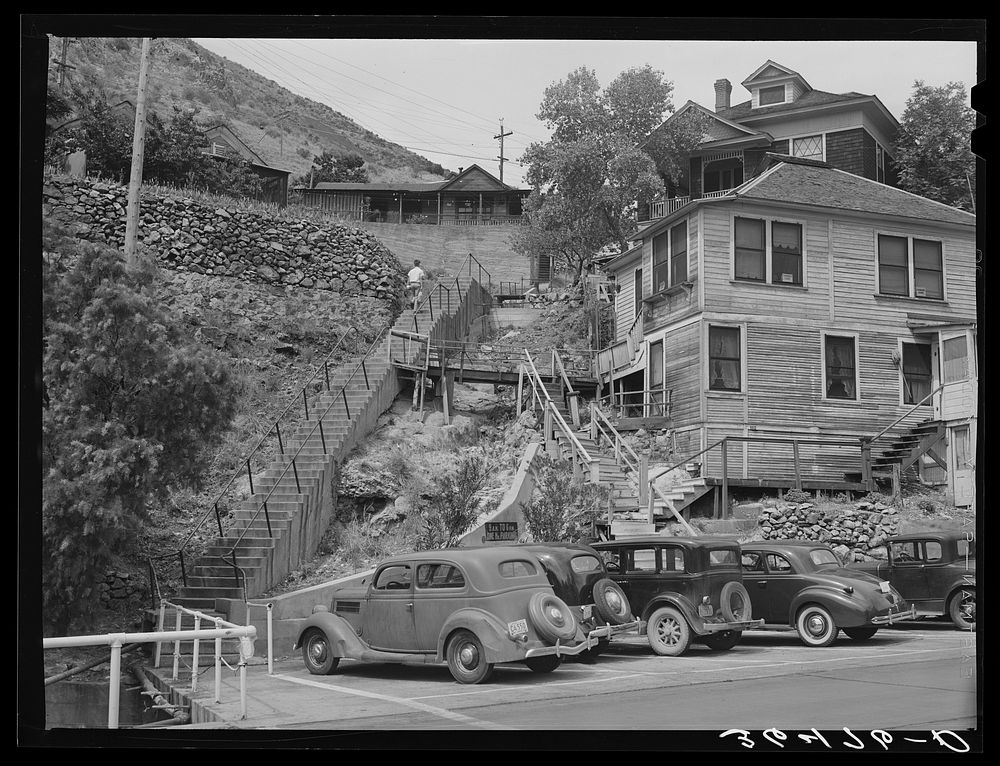 [Untitled photo, possibly related to: The houses of Bisbee, Arizona, are built along the sides of the mountains and long…