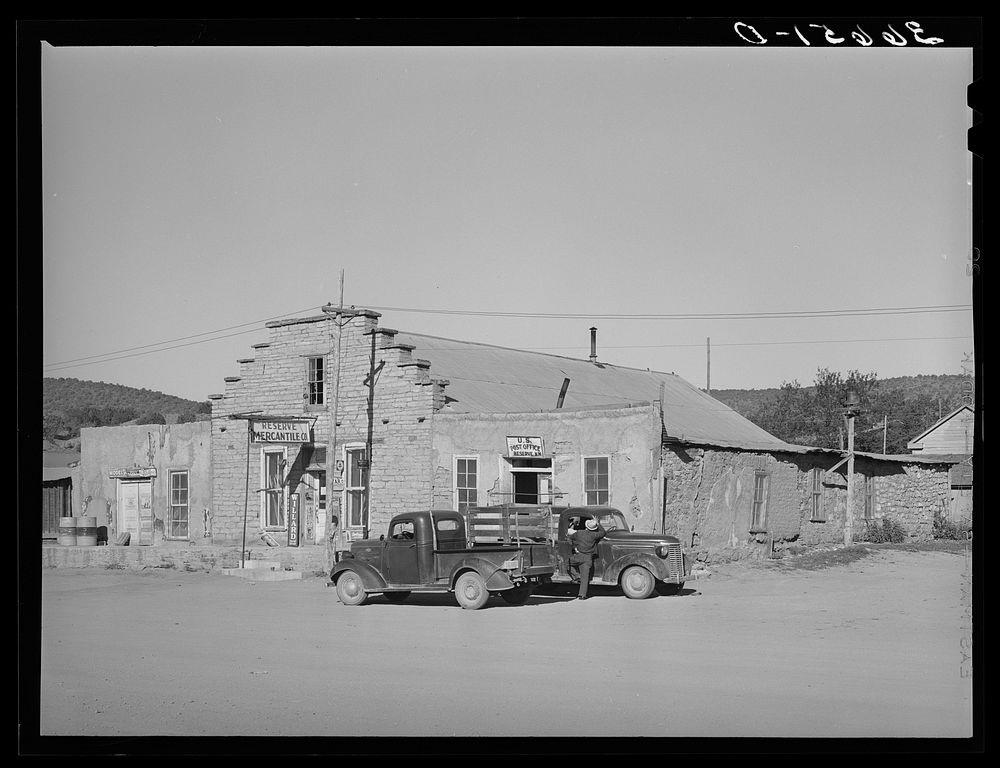 Store and post office at Reserve, New Mexico, county seat of Catron County by Russell Lee