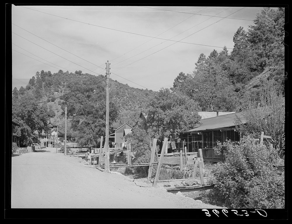 Street scene, Mogollon, New Mexico, second largest gold mining town in the state by Russell Lee