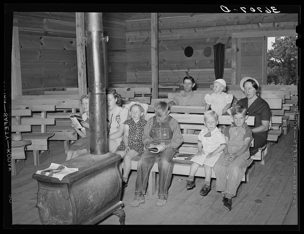 Sunday school. Pie Town, New Mexico by Russell Lee