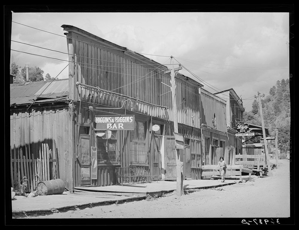 Detail of main street of Mogollon, New Mexico by Russell Lee