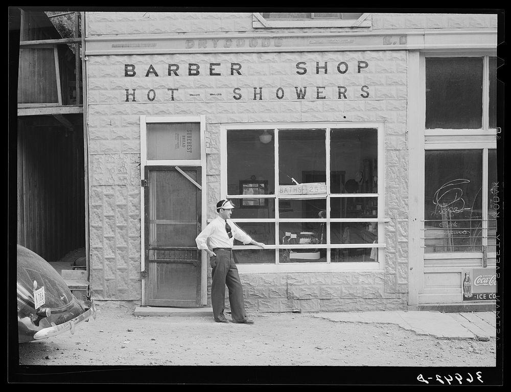 Barber shop at Mogollon, New Mexico by Russell Lee