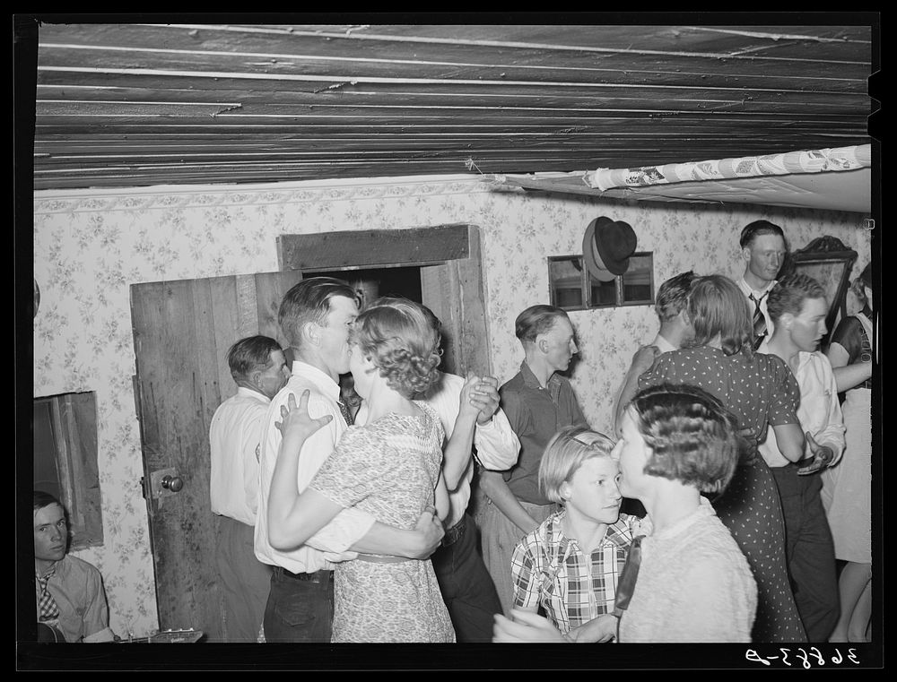 Round dance at the square dance. Pie Town, New Mexico by Russell Lee