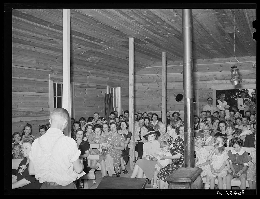 Community sing. Pie Town, New Mexico by Russell Lee