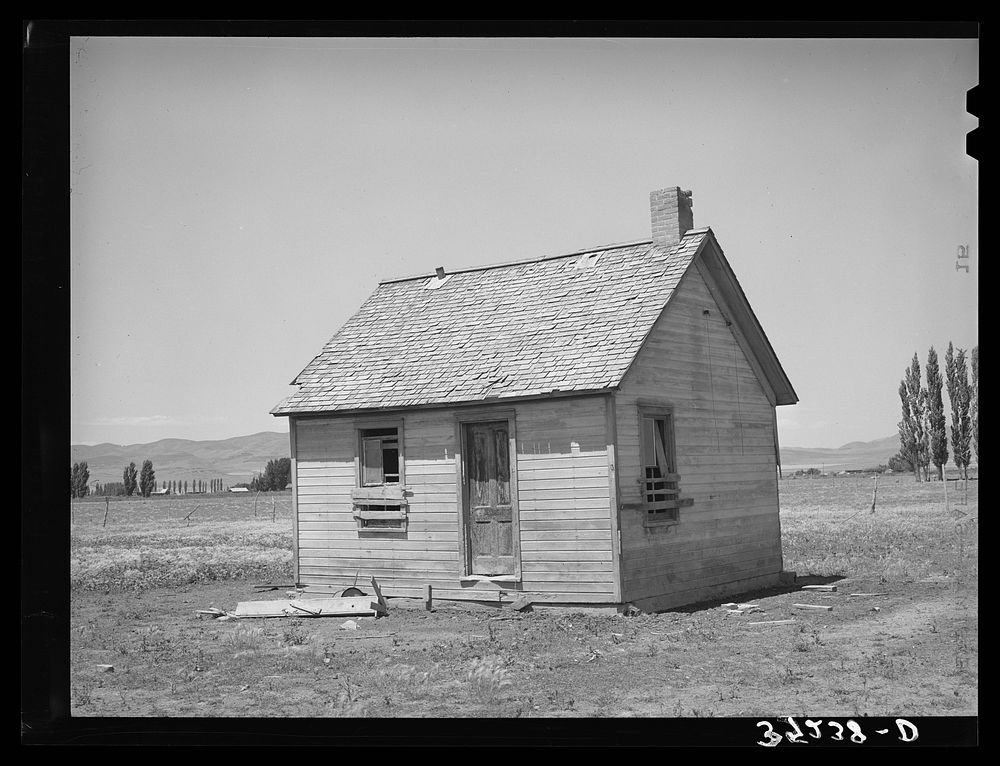 Old house occupied by one of the Ericson brothers, who are members of a FSA (Farm Security Administration) cooperative. Box…