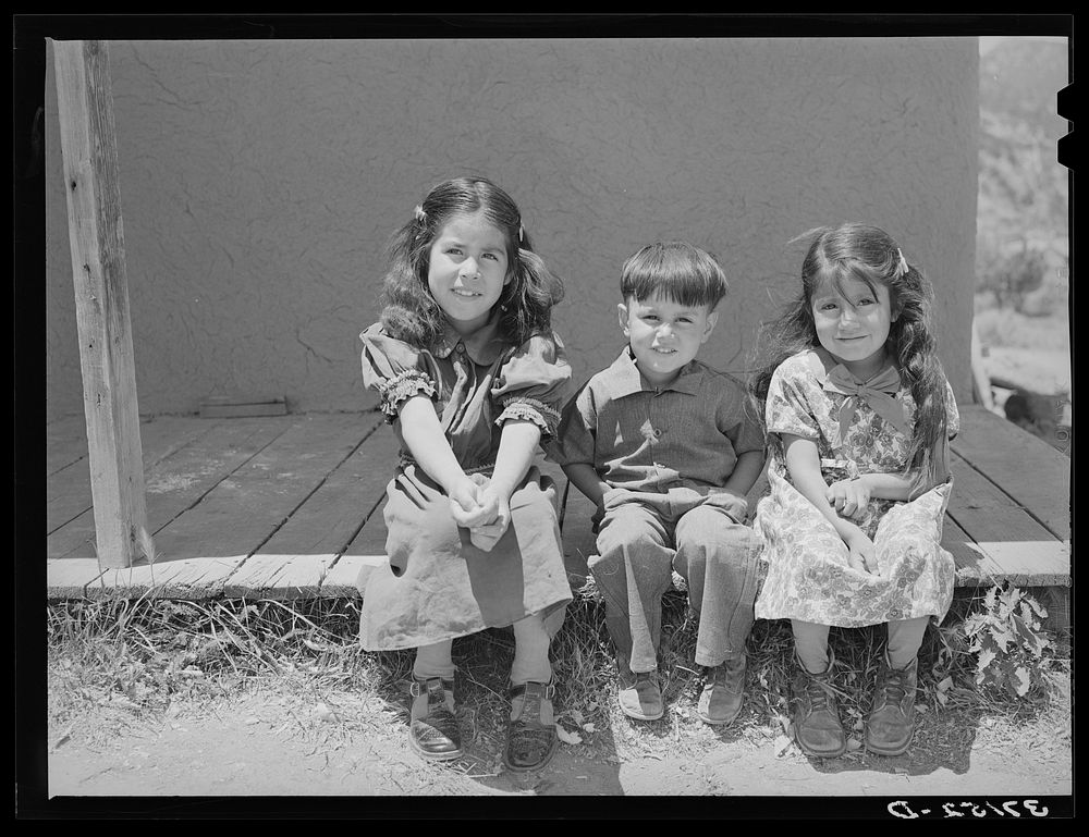 Children of Spanish-American farmer. Amalia, New Mexico by Russell Lee