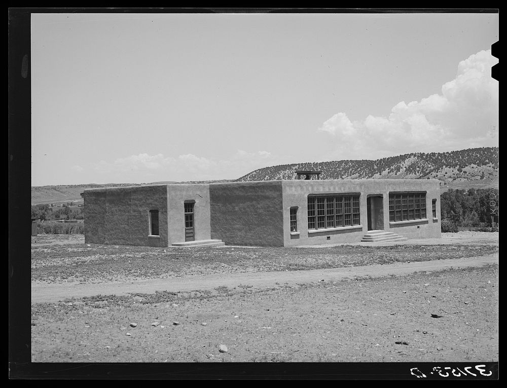 Schoolhouse. Amalia, New Mexico by Russell Lee