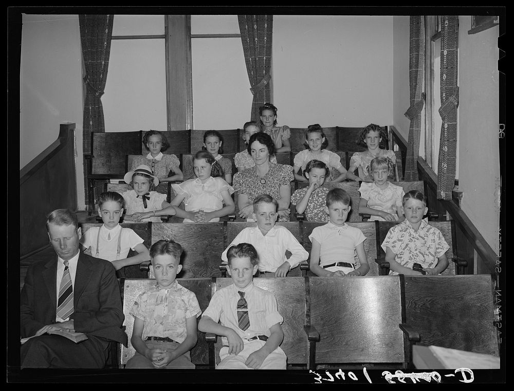 Mormon children at church. Mendon, Utah by Russell Lee