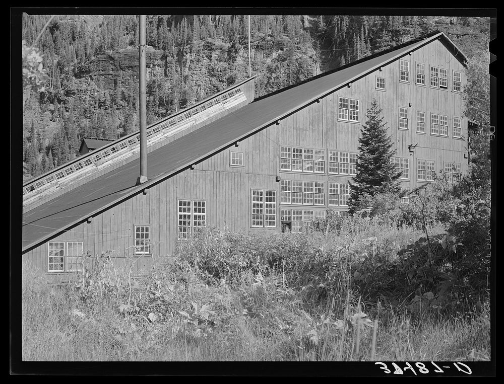Detail of gold mill at Camp Bird Mine. Camp Bird, Colorado by Russell Lee
