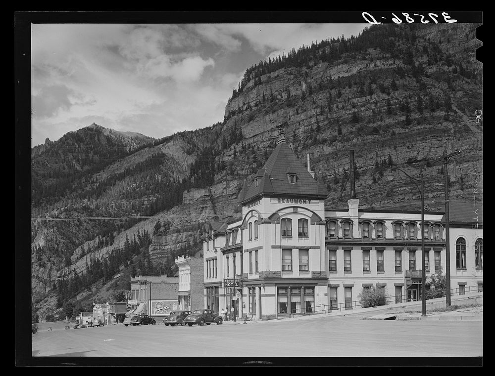 [Untitled photo, possibly related to: Main street of Ouray, Colorado. Ouray is a mining and tourist center] by Russell Lee