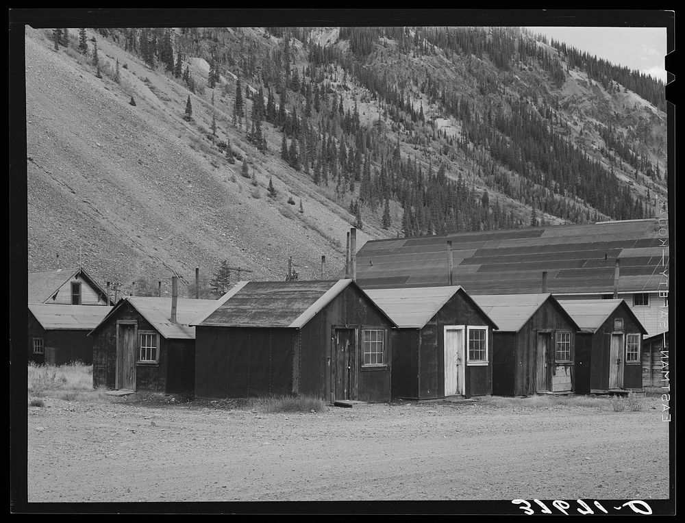 Houses which were used by miners in the ghost gold mine town of Eureka, Colorado by Russell Lee