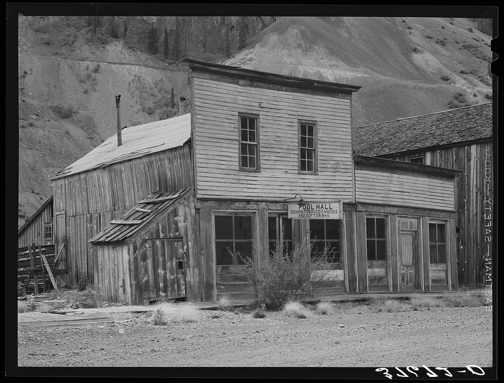Eureka, Colorado. A ghost gold mining town. Pool hall by Russell Lee