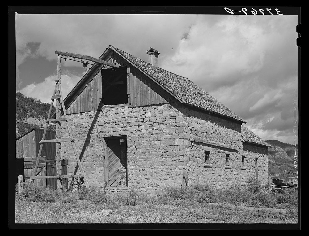 [Untitled photo, possibly related to: Old brick barn, one of the first constructed in the Animas River Valley. La Plata…