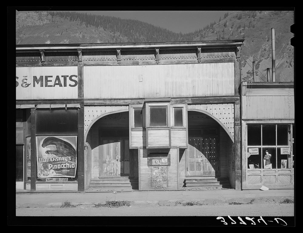 [Untitled photo, possibly related to: Entrance to abandoned theater. Silverton, Colorado] by Russell Lee