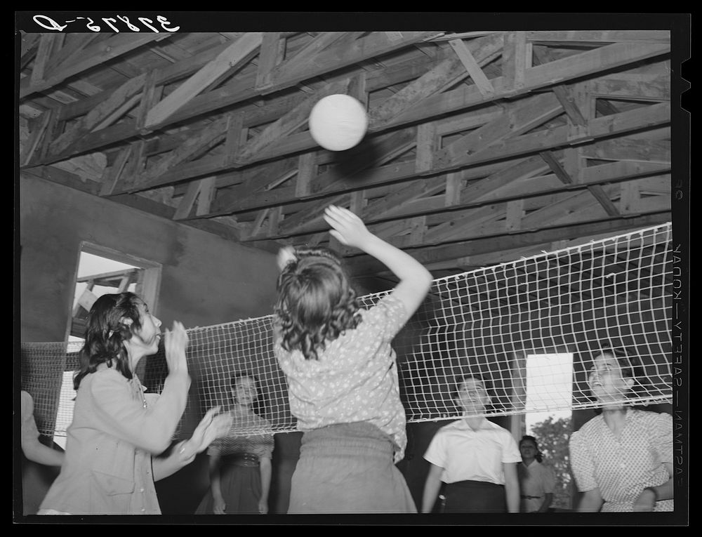 Volleyball at school. Concho, Arizona by Russell Lee