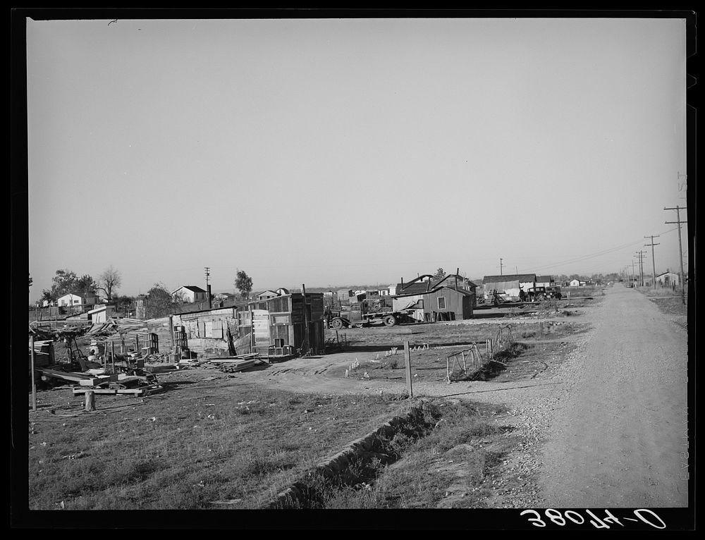 [Untitled photo, possibly related to: Part of Bull tract near Marysville, California. Houses set on half and one acre lot…