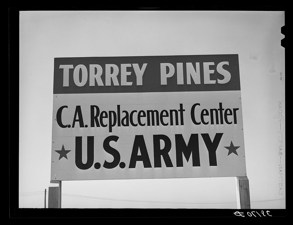 Sign. Torry Pines, near San Diego, California by Russell Lee